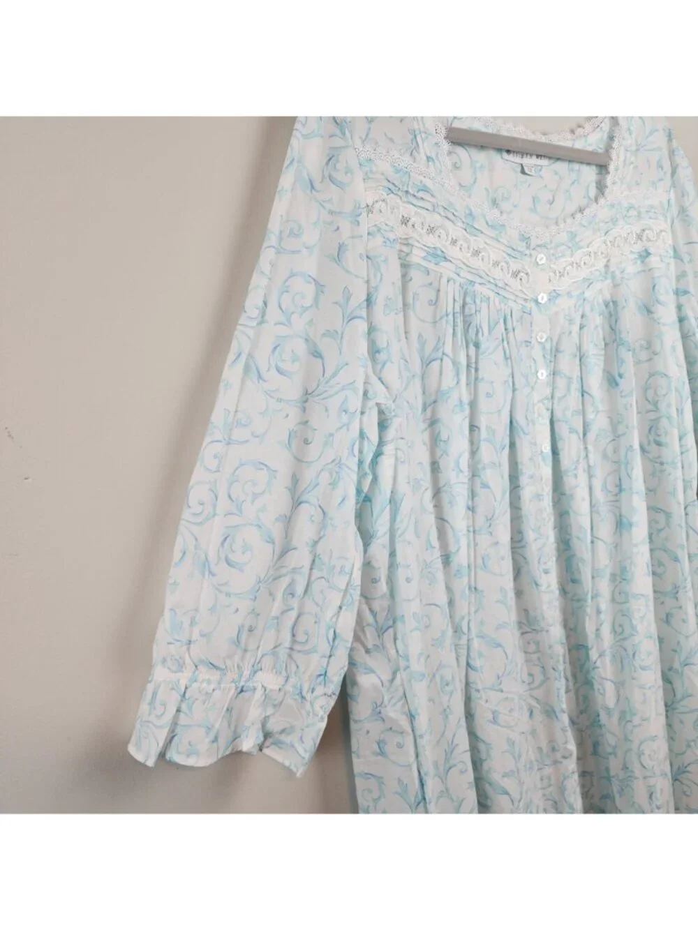 Eileen West Aqua Scroll Short Cotton Robe plus size 2X cottagecore loungewear